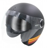 Casque Jet MÂRKÖ Boreal Noir mat à bandes Orange