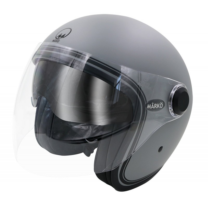 Casque Jet MÂRKÖ Boreal Gris Mat à bandes