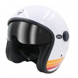 Casque Jet MÂRKÖ Boreal Blanc à bandes Orange