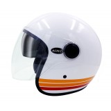 Casque Jet MÂRKÖ Boreal Blanc à bandes Orange