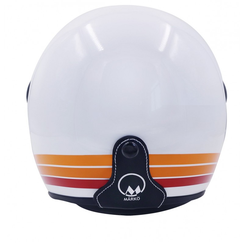 Casque Jet MÂRKÖ Boreal Blanc à bandes Orange