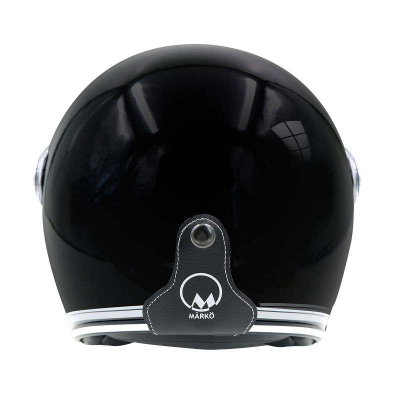 Casque Jet MÂRKÖ Boreal Noir brillant à bandes