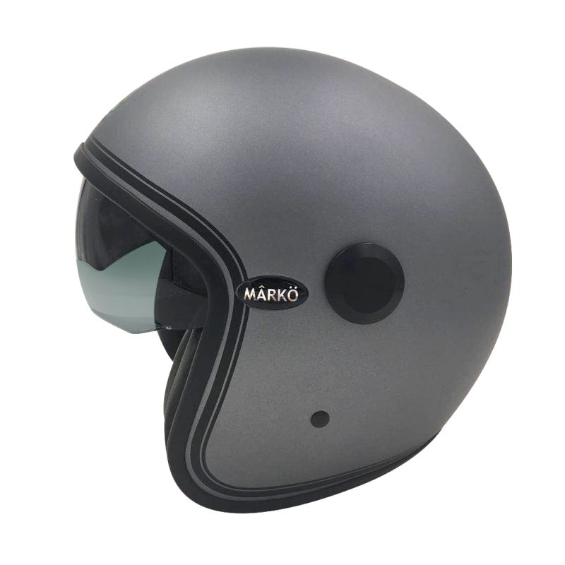 Casque Jet MÂRKÖ Boreal Gris Mat à bandes