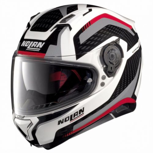 Casque Moto Intégral NOLAN - N87 Arkad n-Com Metal White/red/grey