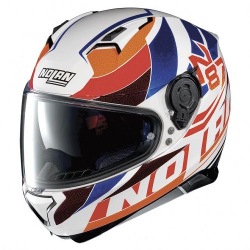 Casque Moto Intégral NOLAN - N87 Plein Air n-Com Metal White/orange