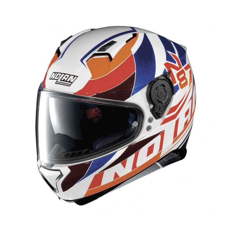 Casque Moto Intégral NOLAN - N87 Plein Air n-Com Metal White/orange