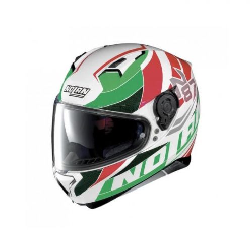 Casque Moto Intégral NOLAN - N87 Plein Air n-Com Metal White/green