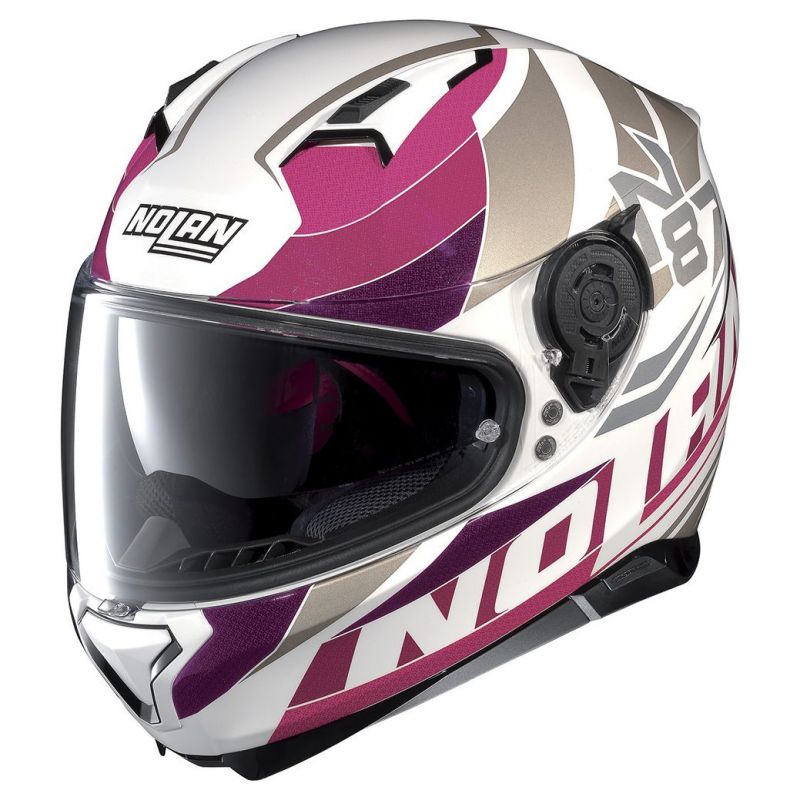 Casque Moto Intégral NOLAN - N87 Plein Air n-Com Metal White/pink